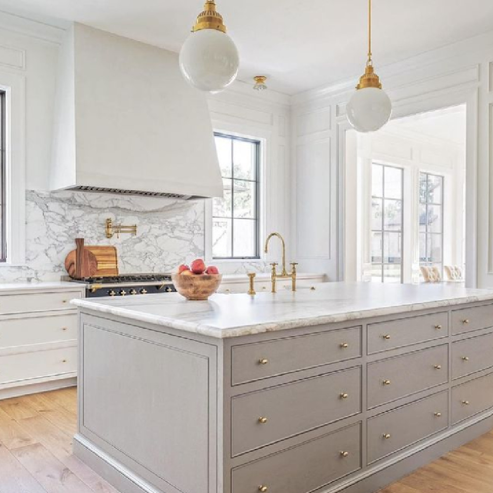 Elegant, timeless, traditional kitchen with white and light grey tranquil mood - The Fox Group.