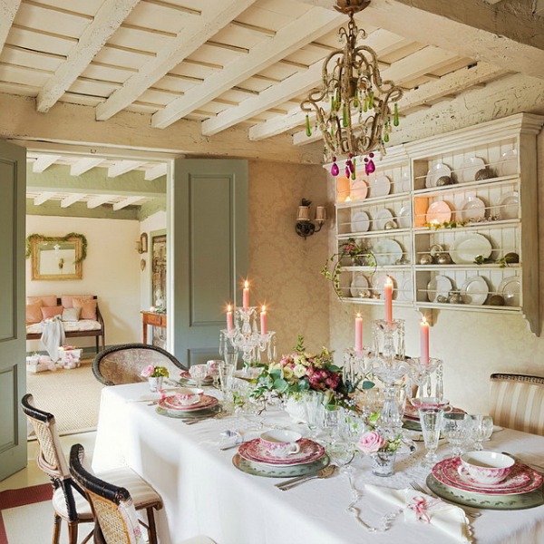 White French Country Christmas Romantic Holiday Cottage