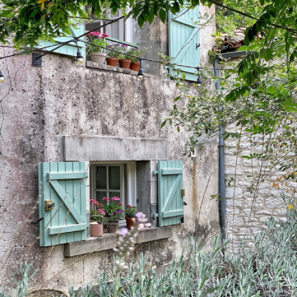 00001 vivi et margot french farmhouse rustic exterior tollens green shutters window sill
