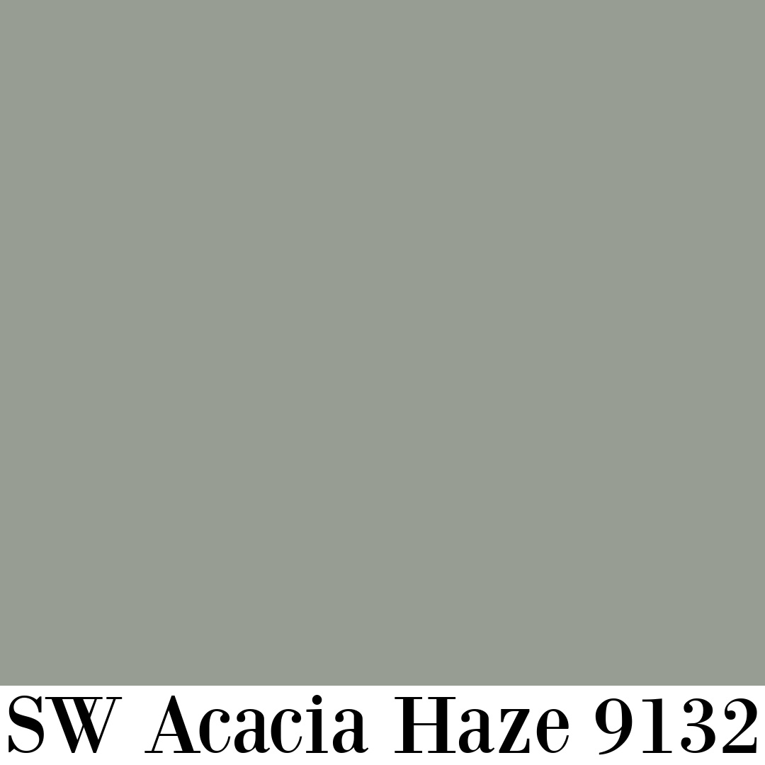 Sherwin-Williams Acacia Haze 9132 paint color swatch.. #greenpaintcolors #sagegreen