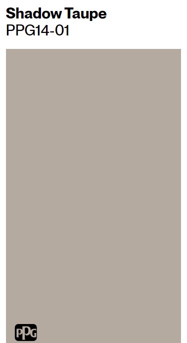 PPT Shadow Taupe paint color swatch. #ppgshadowtaupe #taupepaintcolors