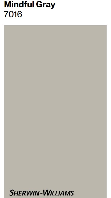 Sherwin Williams Mindful Gray paint color swatch. #sherwinwilliamsmindfulgray