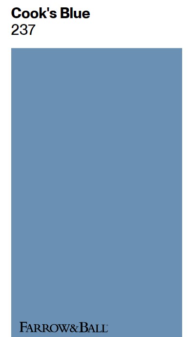 Farrow & Ball Cook's Blue paint color swatch. #cooksblue #farrowandballcooksblue