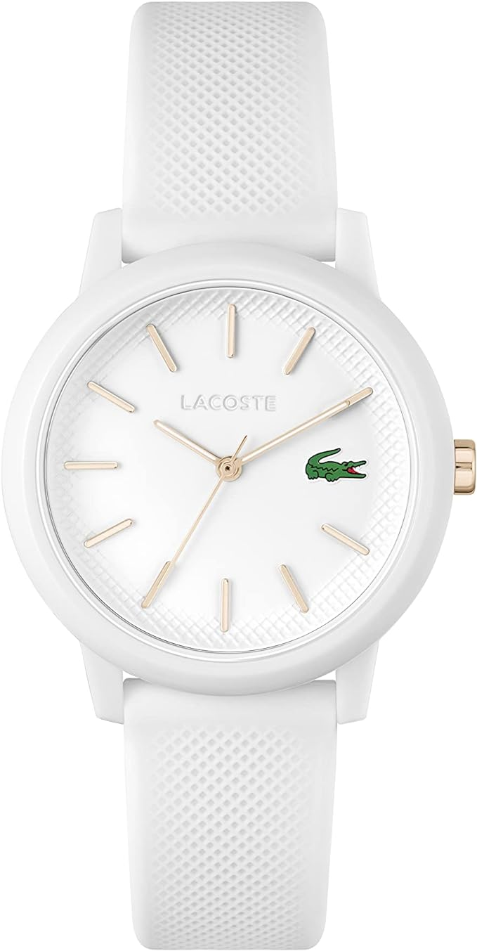 Lacoste white women's watch with crocodile. #lacostewatch #preppyfashion