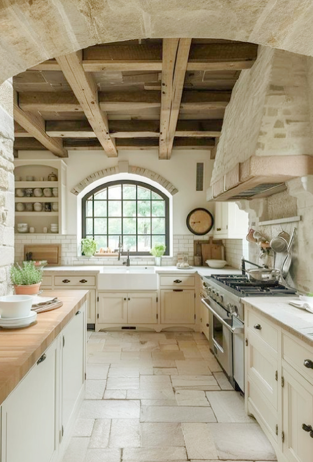 Ai designed kitchen with Old World European country flavor - Melanie Jade Design.