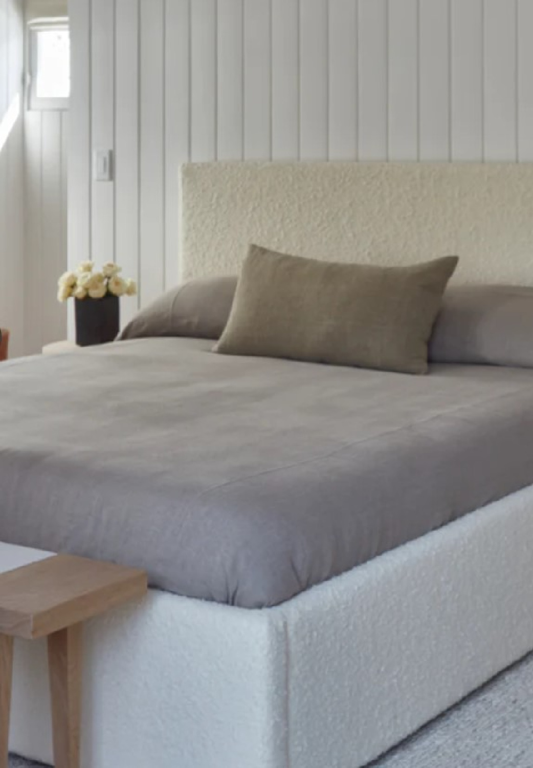 Jenni Kayne Home bedroom with neutral, timeless, minimal California casual style.