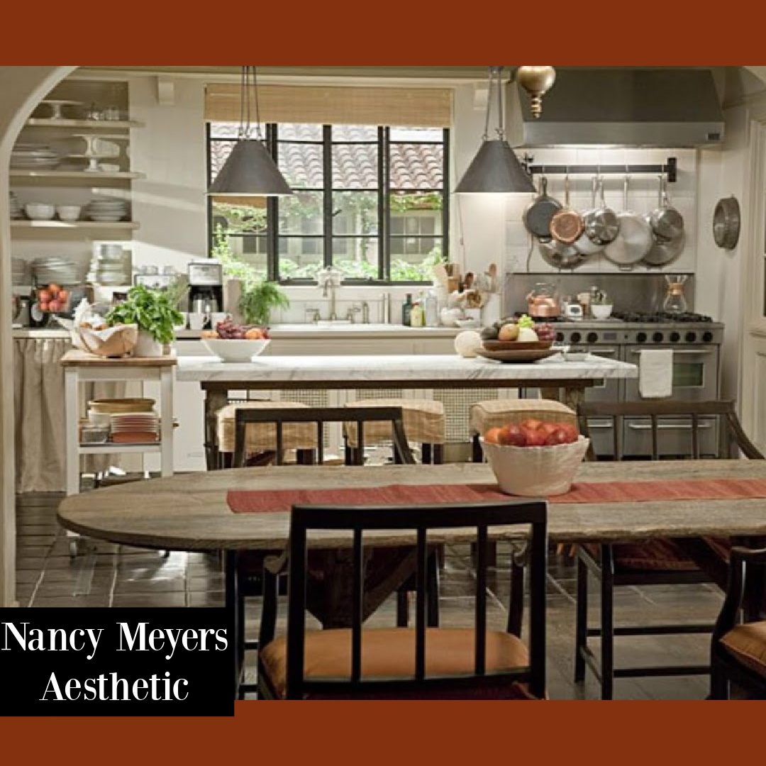 Meryl Streep's It's Complicated movie kitchen (Nancy Meyers) with Belgian style in a Spanish home in California. #nancymeyerskitchen