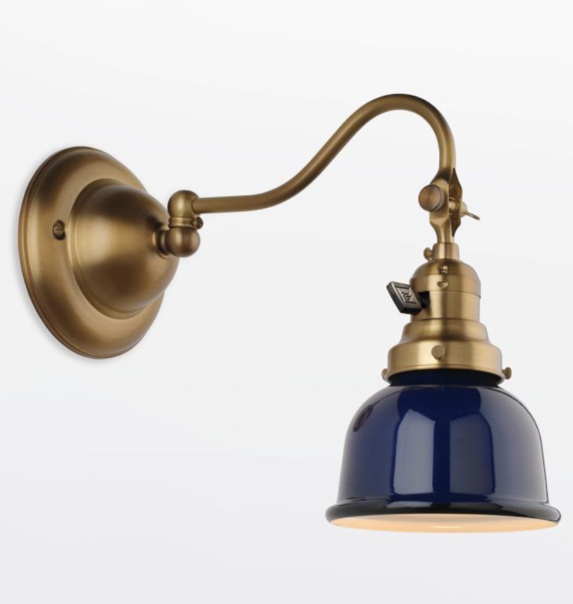 Ford's Mill Wall Sconce (brass and cobalt), Rejuvenation.