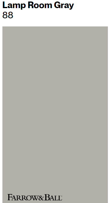 Farrow and Ball Lamp Room Gray paint color swatch. #lamproomgray