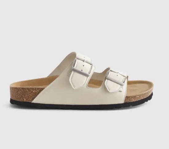 Nappa Leather Double Buckle Sandals, Quince #birks