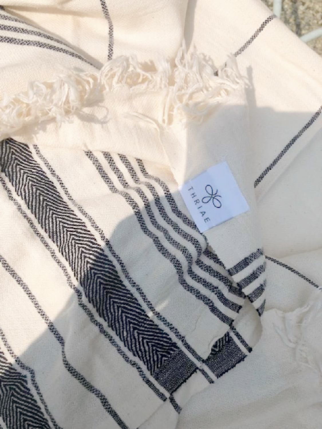 Turkish towel (Thriae) with charcoal stripes - Hello Lovely Studio. #turkishtowels