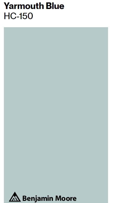 Benjamin Moore Yarmouth Blue paint color swatch. #benjaminmooreyarmouthblue #yarmouthblue