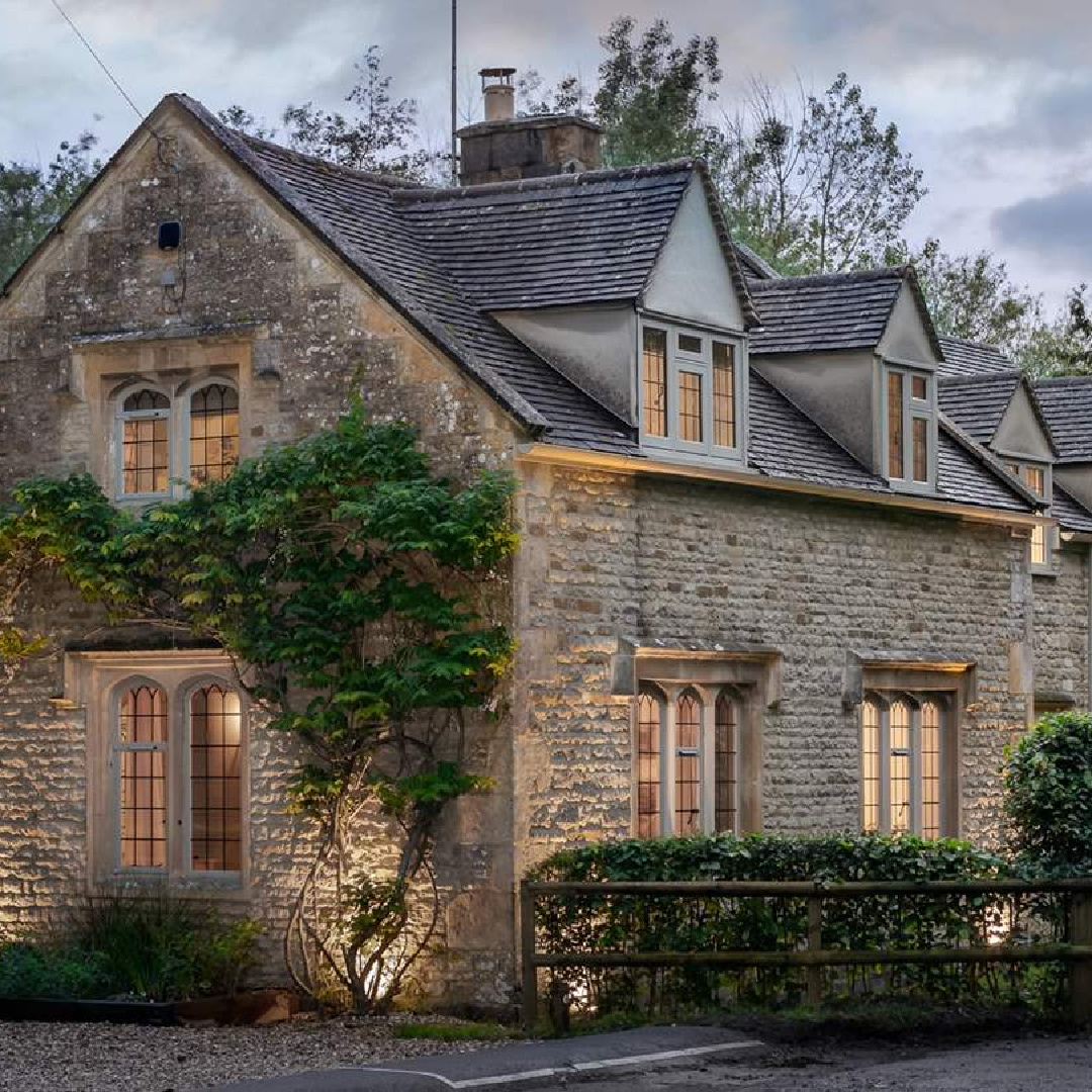 Stone facade at Amoretta - luxury Cotswolds cottage in Stow-on-the-Wold with rustic elegant interiors and stone - offered by Boutique Retreats in the UK. #cotswoldscottage