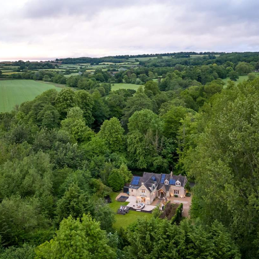 Tucked in the trees is Amoretta - luxury Cotswolds cottage in Stow-on-the-Wold with rustic elegant interiors and stone - offered by Boutique Retreats in the UK. #cotswoldscottage