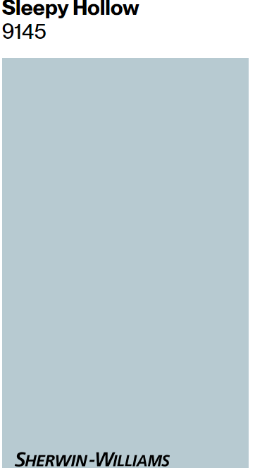 Sherwin Williams Sleepy Hollow paint color swatch. #lightbluepaintcolors #bluegraypaintcolor #sherwinwilliamssleepyhollow