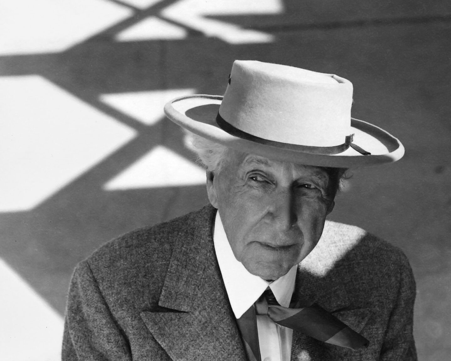 FLW in hat in TALIESIN WEST: At Home with Frank Lloyd Wright (Rizzoli, 2024). #flw #franklloydwrightbook