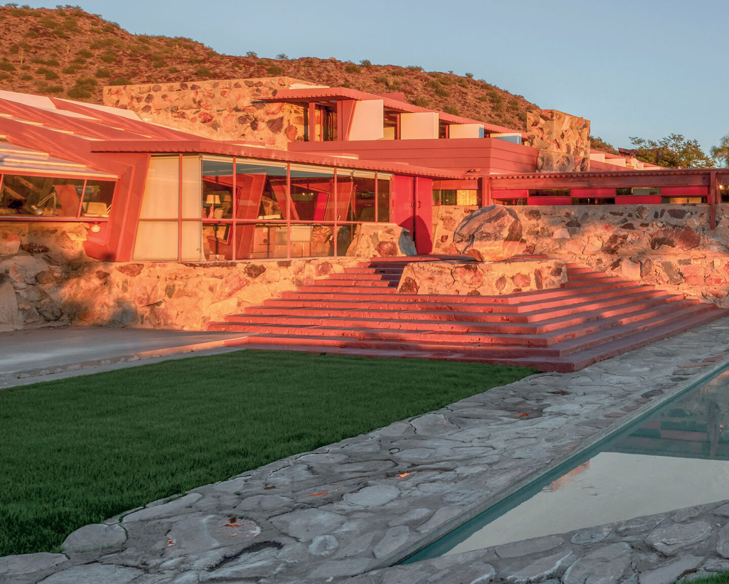 Facade image - TALIESIN WEST: At Home with Frank Lloyd Wright (Rizzoli, 2024). #flw #franklloydwrightbook