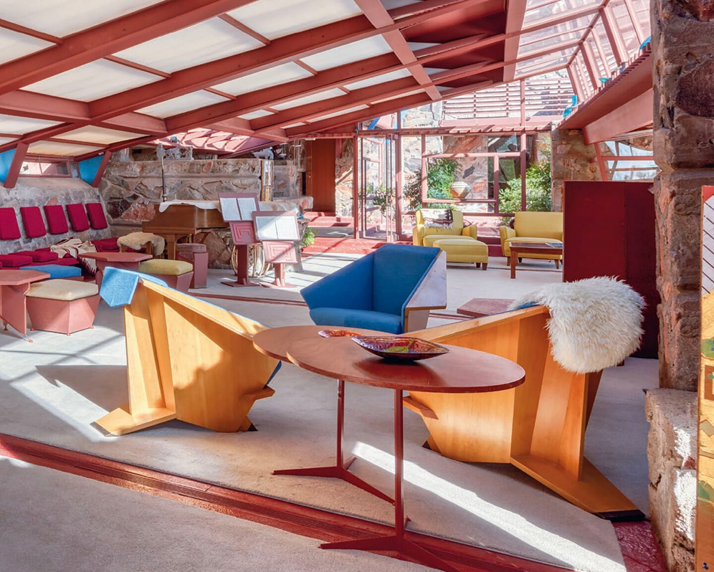 MCM interior - TALIESIN WEST: At Home with Frank Lloyd Wright (Rizzoli, 2024). #flw #franklloydwrightbook