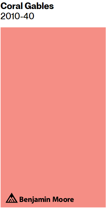 Benjamin Moore Coral Gables paint color swatch. #coralpaintcolor #benjaminmoorecoralgables