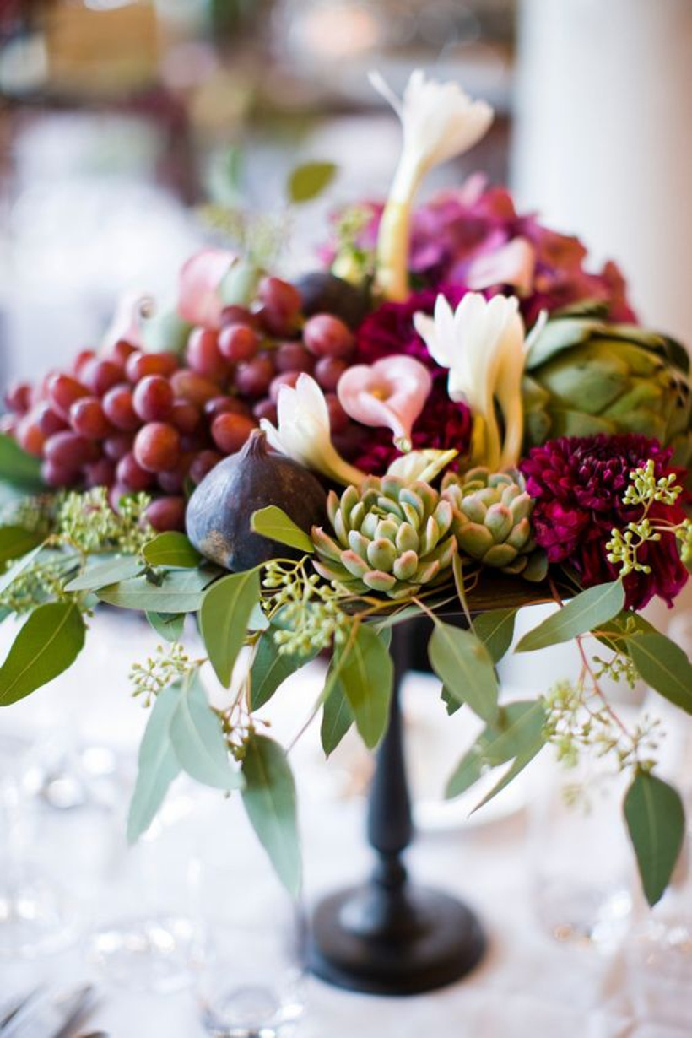 Beautiful floral centerpiece - Style Me Pretty. #fallcenterpiece #falltablescape