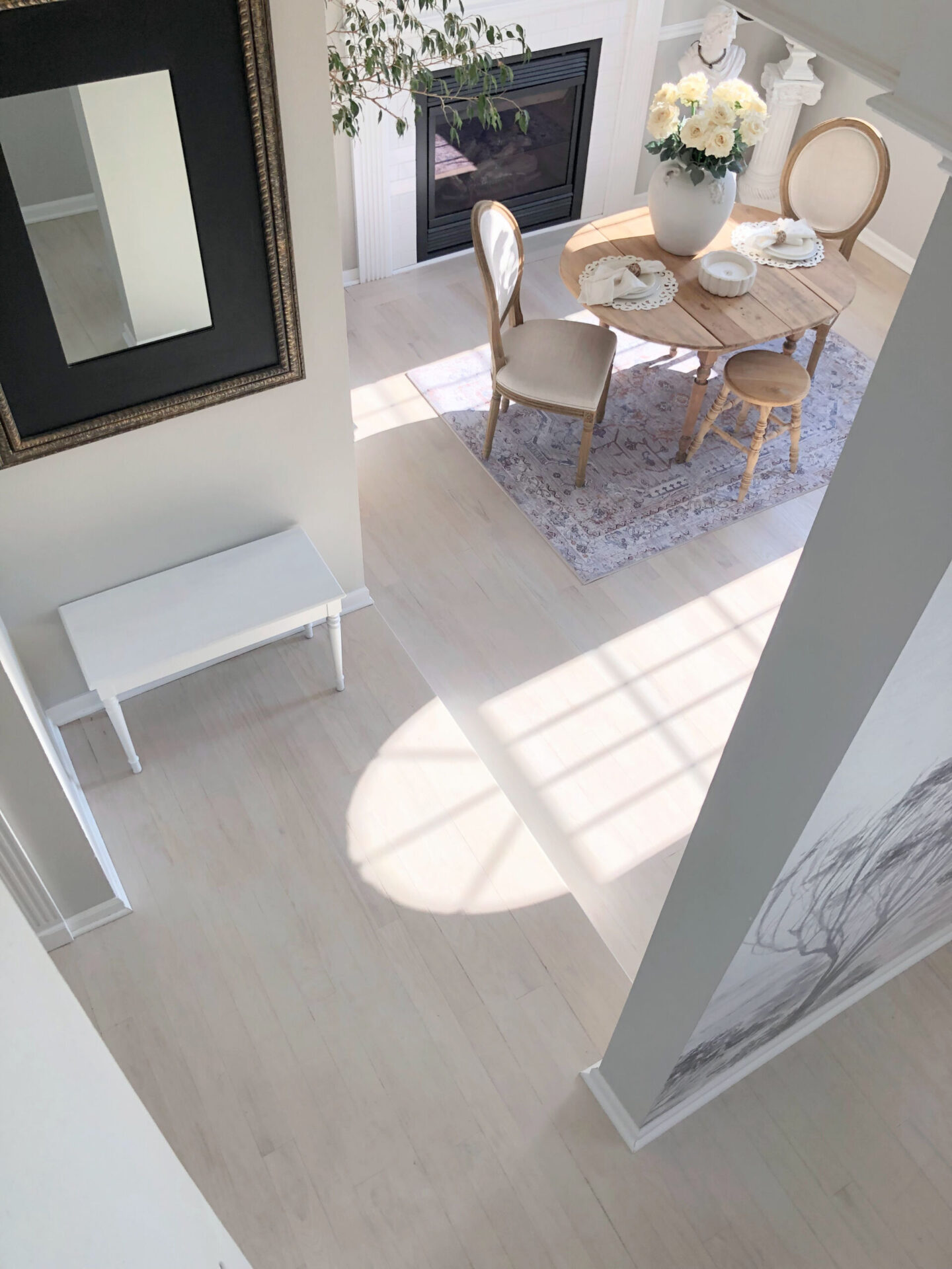 Hello Lovely's modern French dining room (SW Repose Gray on walls) with washable area rug (My Magic Carpet - Sofia Neutral). #mymagiccarpet #washablerugs #arearugs