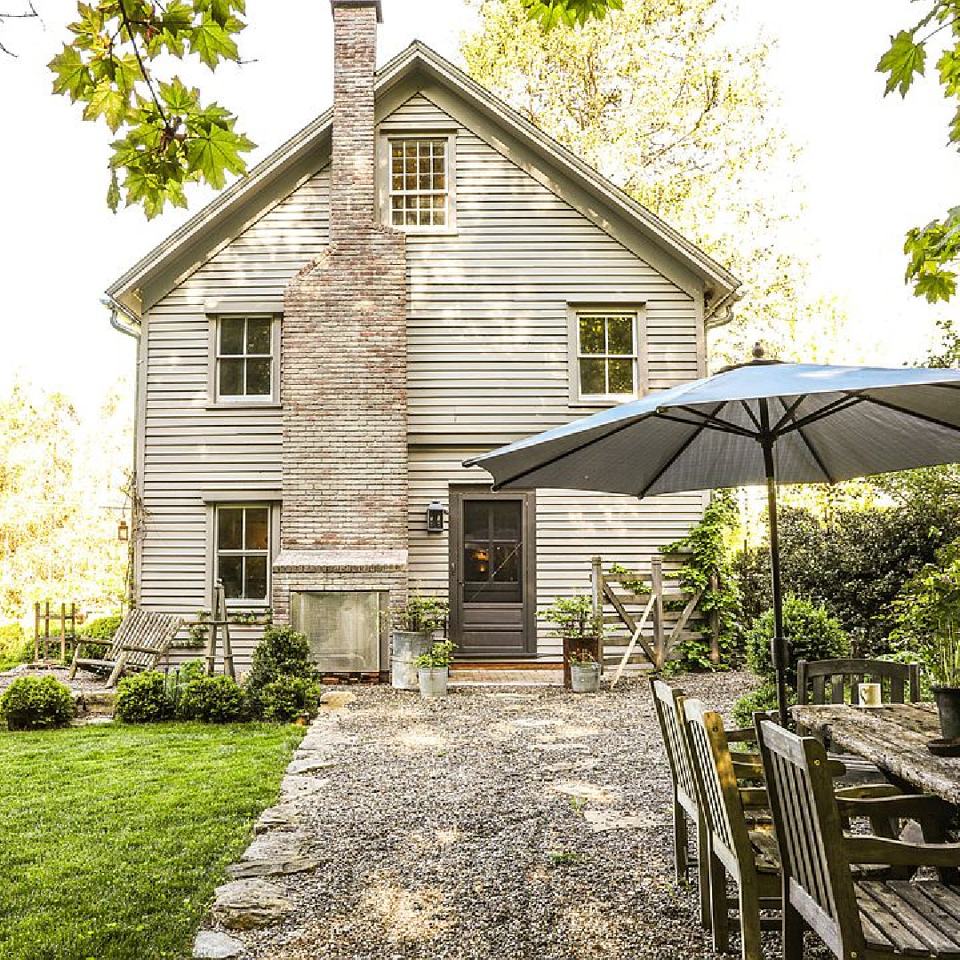 A rustic farmhouse in New York in its undone, rustic, charming, tumbledown lovely weathered wabi sabi state. #americanfarmhouse #countryhouses #newyorkfarmhouse