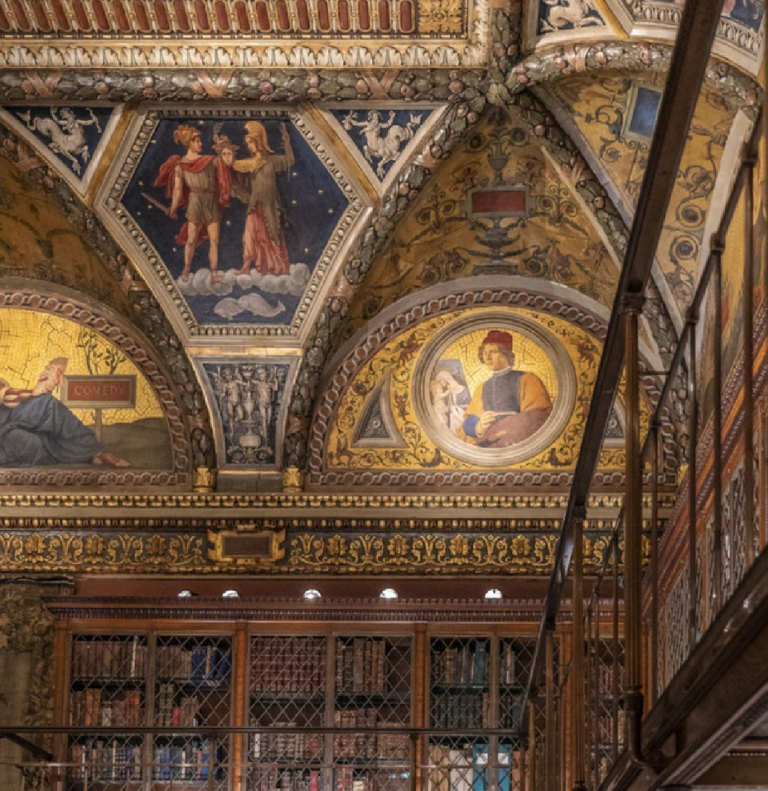 The Morgan Library & Museum. East Room Ceiling detail of Comedy and Painting. Photo: Graham S. Haber.